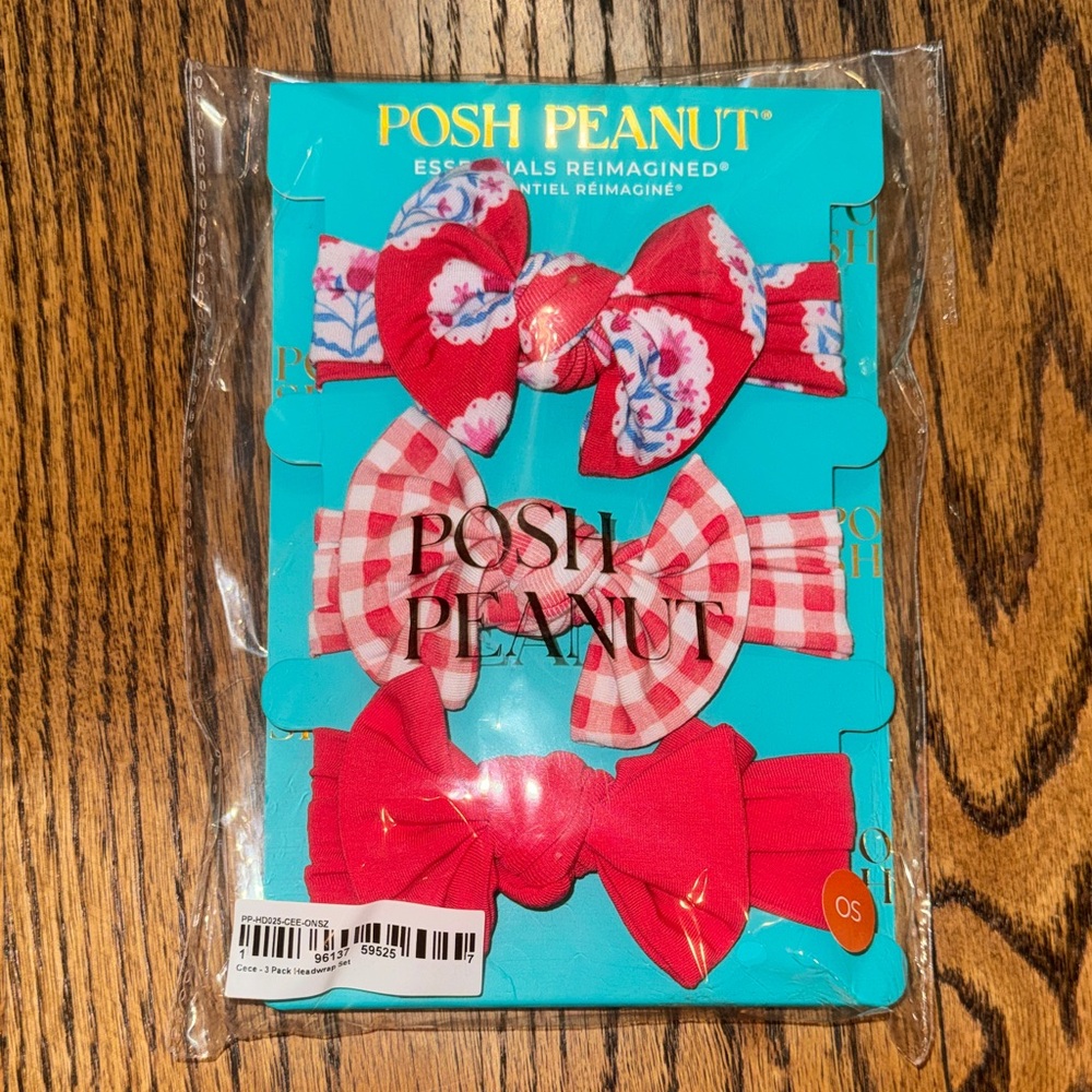 Posh Peanut CeCe Red 3 pack BowHeadwrap Set-red, plaid, floral
